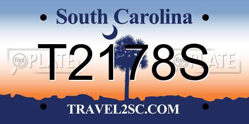 T2178S South Carolina License Plate