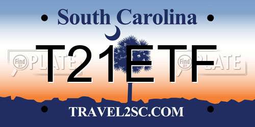 T21ETF South Carolina License Plate