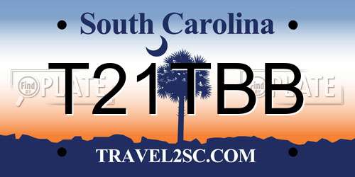 T21TBB South Carolina License Plate