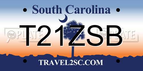 T21ZSB South Carolina License Plate