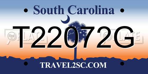 T22072G South Carolina License Plate