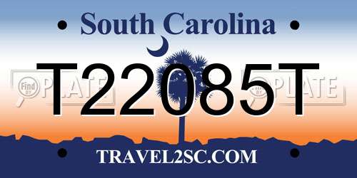 T22085T South Carolina License Plate