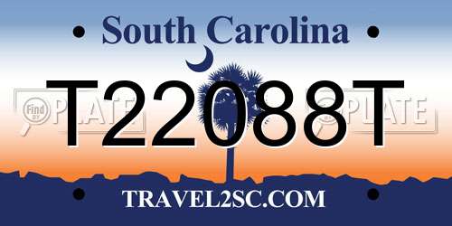 T22088T South Carolina License Plate