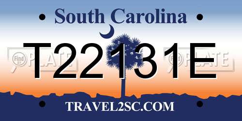 T22131E South Carolina License Plate