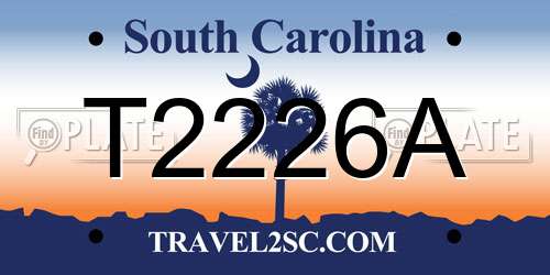 T2226A South Carolina License Plate