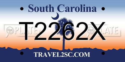 T2262X South Carolina License Plate