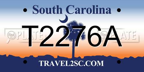 T2276A South Carolina License Plate