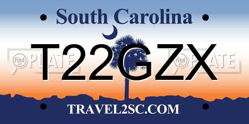T22GZX South Carolina License Plate