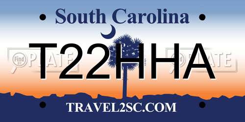 T22HHA South Carolina License Plate