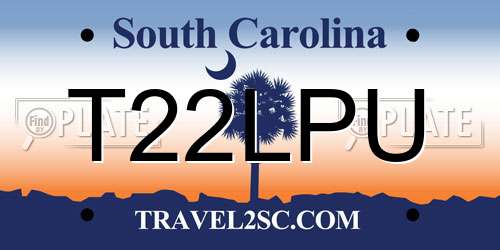 T22LPU South Carolina License Plate