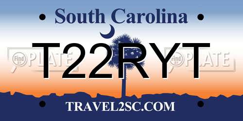 T22RYT South Carolina License Plate
