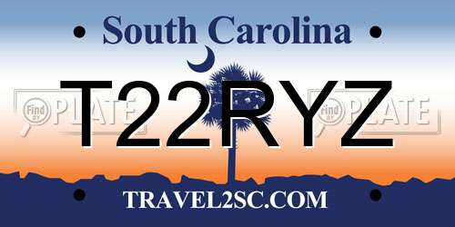 T22RYZ South Carolina License Plate