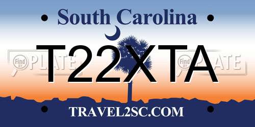 T22XTA South Carolina License Plate