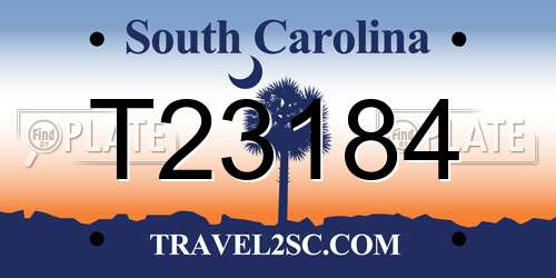 T23184 South Carolina License Plate