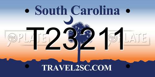 T23211 South Carolina License Plate