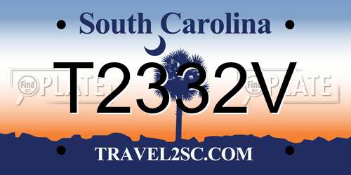 T2332V South Carolina License Plate