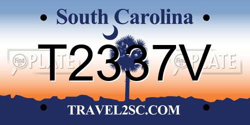 T2337V South Carolina License Plate