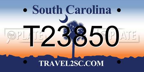 T23850 South Carolina License Plate