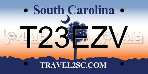 T23EZV South Carolina License Plate