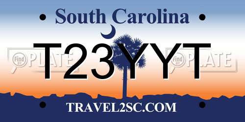 T23YYT South Carolina License Plate