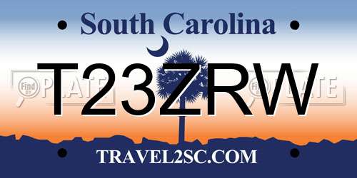T23ZRW South Carolina License Plate