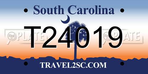 T24019 South Carolina License Plate