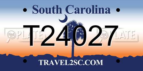 T24027 South Carolina License Plate