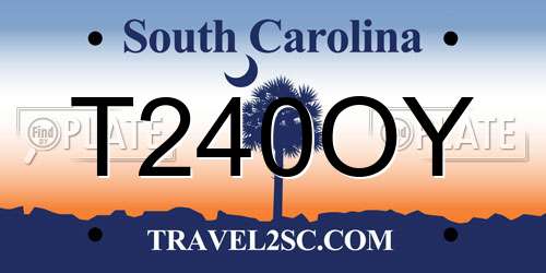 T240OY South Carolina License Plate