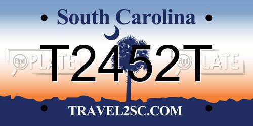 T2452T South Carolina License Plate