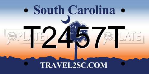 T2457T South Carolina License Plate