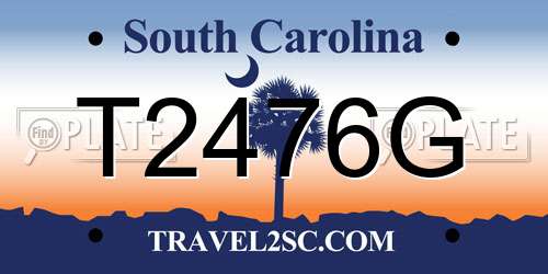 T2476G South Carolina License Plate