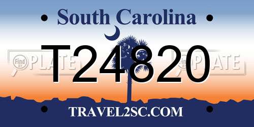 T24820 South Carolina License Plate