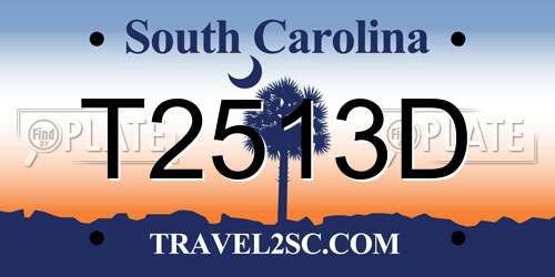 T2513D South Carolina License Plate
