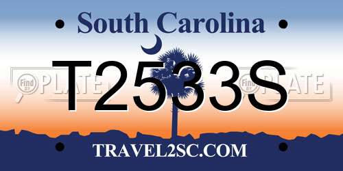 T2533S South Carolina License Plate