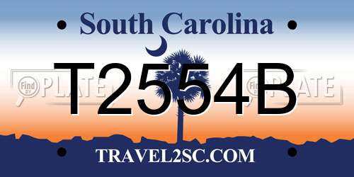 T2554B South Carolina License Plate