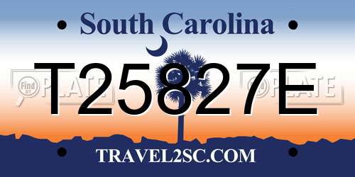T25827E South Carolina License Plate