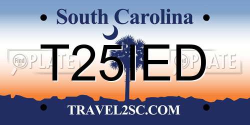 T25IED South Carolina License Plate
