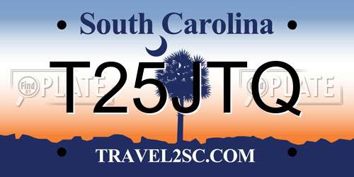 T25JTQ South Carolina License Plate