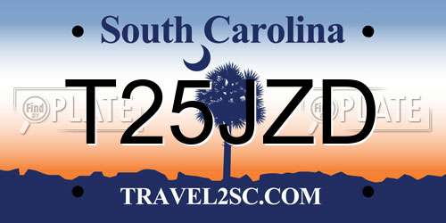 T25JZD South Carolina License Plate