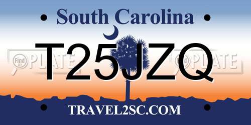 T25JZQ South Carolina License Plate