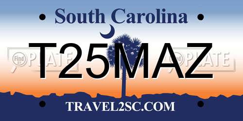 T25MAZ South Carolina License Plate