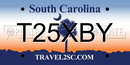 T25XBY South Carolina License Plate