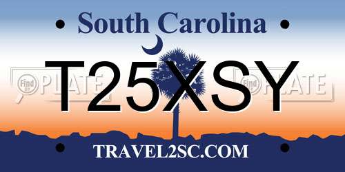 T25XSY South Carolina License Plate