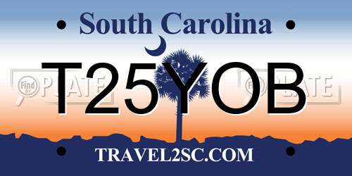 T25YOB South Carolina License Plate