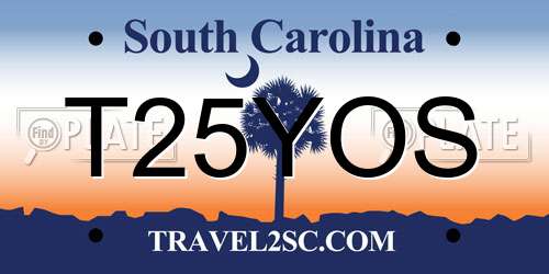 T25YOS South Carolina License Plate