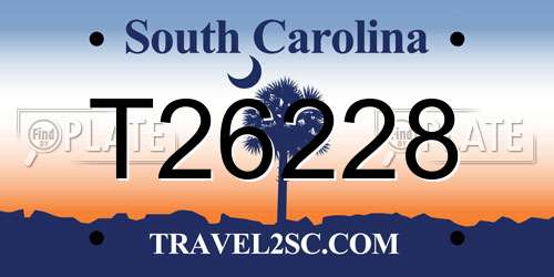 T26228 South Carolina License Plate