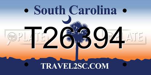 T26394 South Carolina License Plate