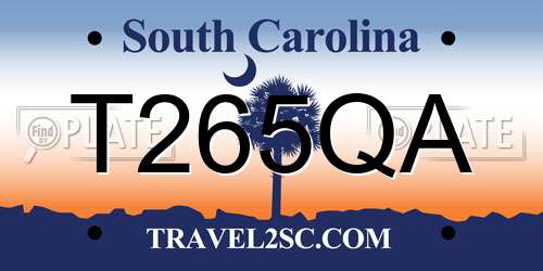 T265QA South Carolina License Plate