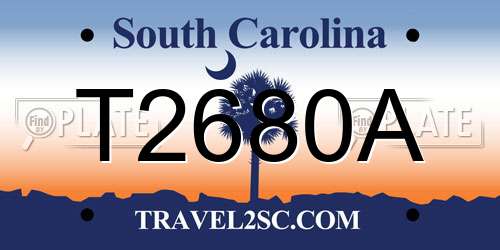 T2680A South Carolina License Plate