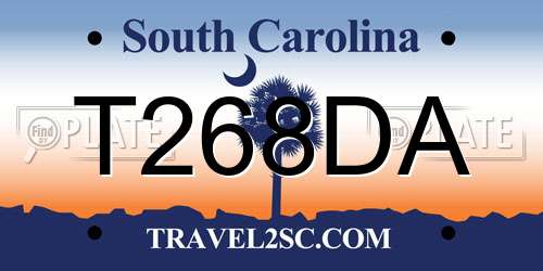T268DA South Carolina License Plate